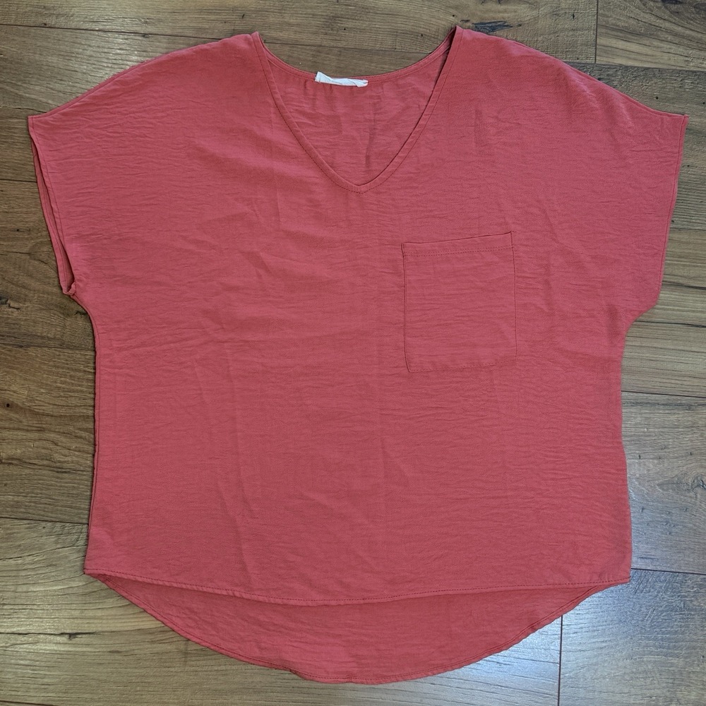 Vine & Love Women's Blouse Oversized Top Shirt Short Sleeve Sz‎ Medium M